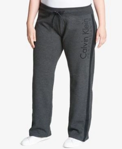 Shop Calvin Klein Performance Plus Size Fleece Sweatpants In Slate Heather