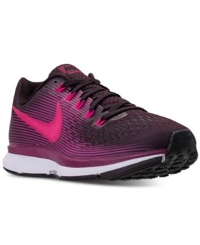 Shop Nike Women's Air Zoom Pegasus 34 Running Sneakers From Finish Line In Port Wine/deadly Pink-tea