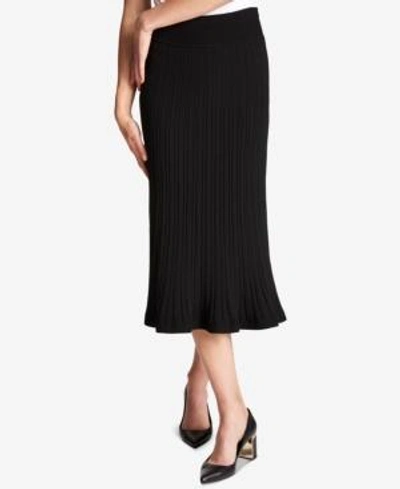 Shop Dkny Ribbed Midi Skirt In Black