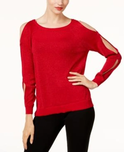 Shop Vince Camuto Cold-shoulder Sweater In Radiant Red