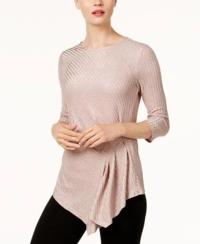 Shop Vince Camuto Draped Metallic Top In Rose Taupe