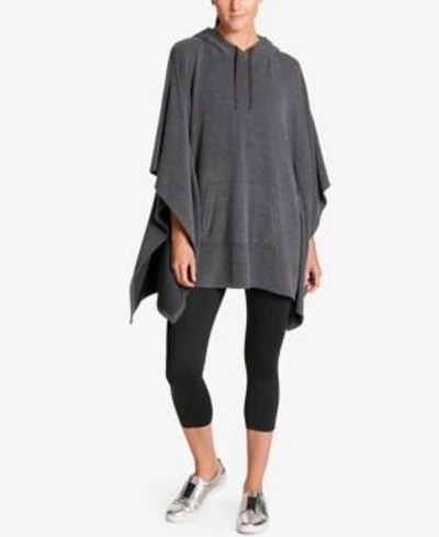 Shop Dkny Sport Hooded Cape Poncho In Heather Grey