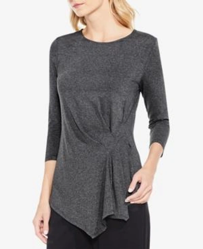 Shop Vince Camuto Ruched Asymmetrical Top In Medium Heather Grey