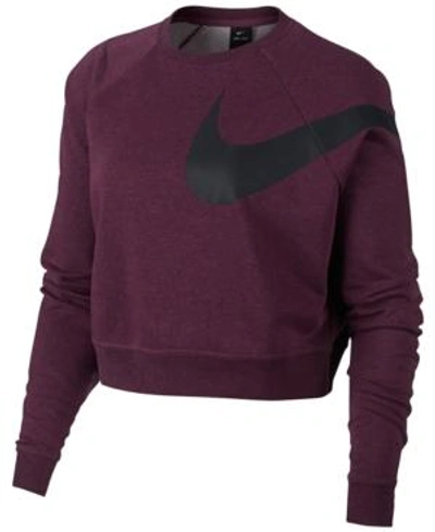 Shop Nike Dry Cropped Training Top In Bordeaux/black