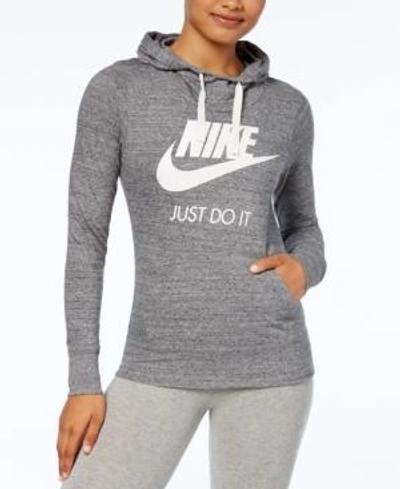 Shop Nike Women's Gym Vintage Logo Hoodie In Carbon Heather