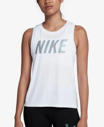 Shop Nike Dry Miler Racerback Tank Top, Macy's Exclusive Style In White