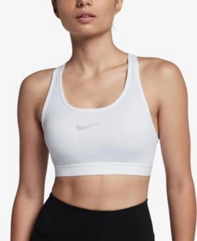 Shop Nike Pro Classic Medium-support Compression Sports Bra In White