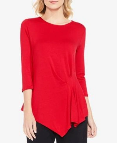 Shop Vince Camuto Ruched Asymmetrical Top In True Crimson