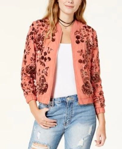 Shop Endless Rose Embellished Bomber Jacket In Pink