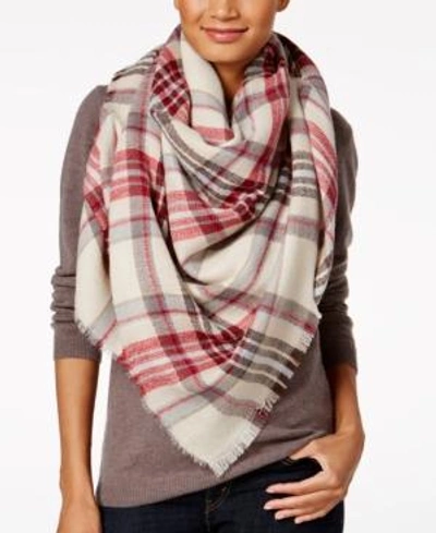 Shop Steve Madden Classic Plaid Blanket Square Scarf In Red