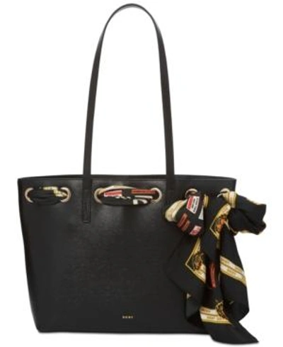 Shop Dkny Large Tote With Scarf, Created For Macy's In Black