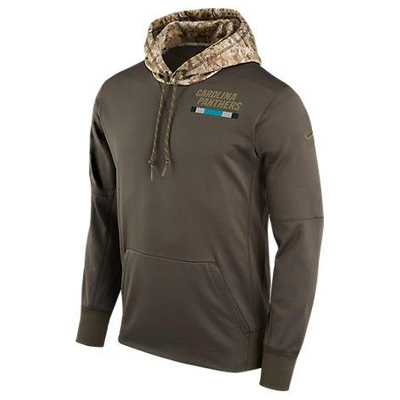 Shop Nike Men's Carolina Panthers Nfl Salute To Service Therma Pullover Hoodie, Brown