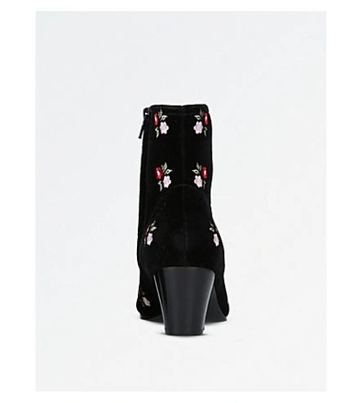 Shop Alexa Chung Beatnik Embroidered Velvet Ankle Boots In Blk/other