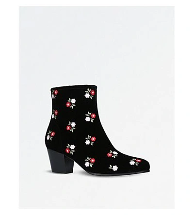 Shop Alexa Chung Beatnik Embroidered Velvet Ankle Boots In Blk/other