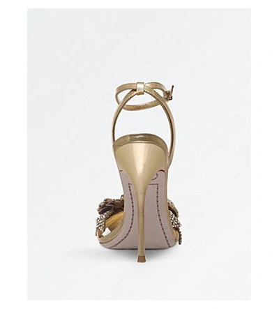 Shop Sophia Webster Lilico Satin Heeled Sandals In Gold