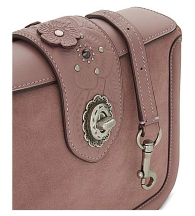 Shop Coach Page Glovetanned Leather And Suede Cross-body Bag In Dusty Rose