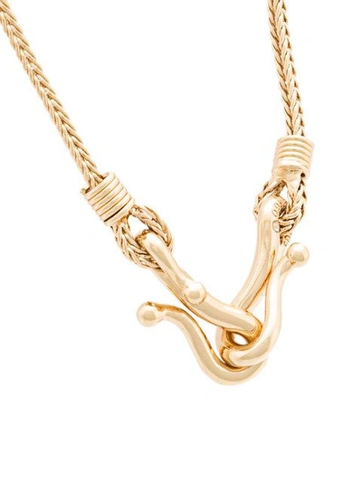 Shop Eddie Borgo Double Hook Necklace In Metallic