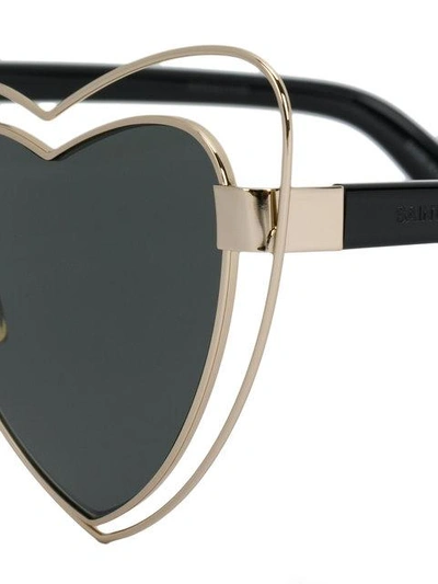 Shop Saint Laurent Heart Shaped Sunglasses In Metallic