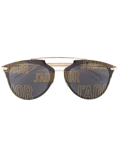 Shop Dior Black J'a Reflected Sunglasses In Metallic