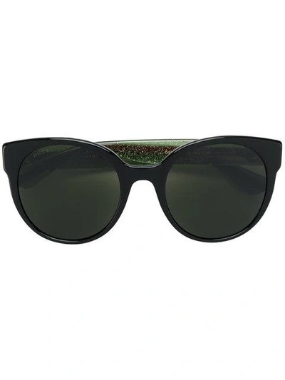 Shop Gucci Round Frame Sunglasses In Black