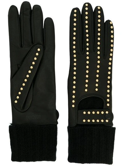 Shop Moschino Studded Gloves