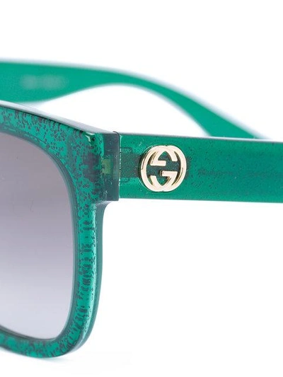 Shop Gucci Square Frame Glitter Sunglasses