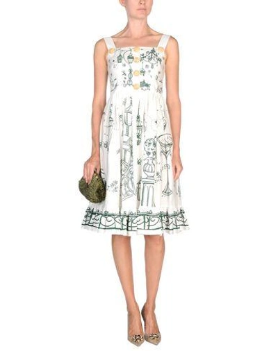 Shop Dolce & Gabbana Woman Midi Dress White Size 10 Cotton