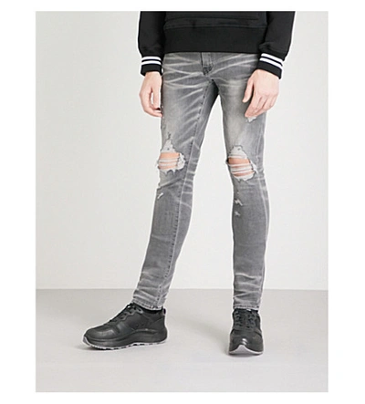 Shop Amiri Thrasher Slim-fit Skinny Jeans In Light Grey