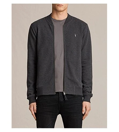 Shop Allsaints 乌鸦 棉-球衣 夹克 In Charcoal Marl