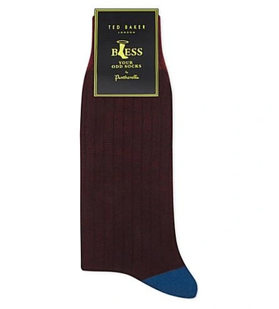 Shop Ted Baker Colour-block Striped Socks In Red