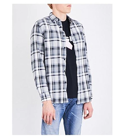 Shop Diesel S-luck Regular-fit Cotton-flannel Shirt In Black