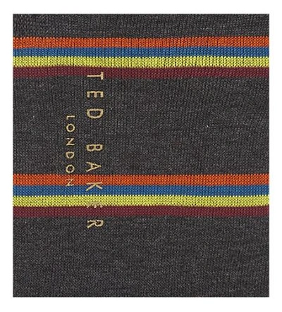 Shop Ted Baker Multi-stripe Cotton-blend Socks In Charcoal