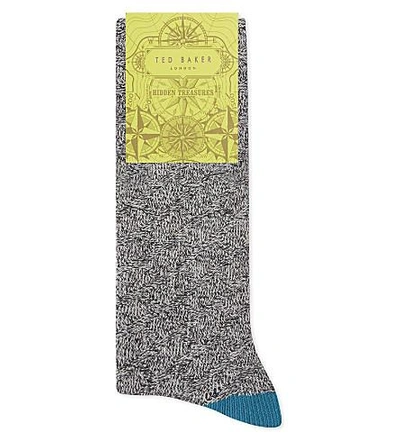 Shop Ted Baker Textured Organic Cotton-blend Socks In Charcoal