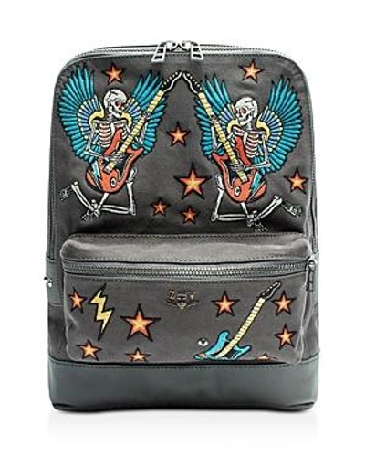 Shop Zadig & Voltaire Arizona Canvas Embroidered Backpack In Elephant/silver