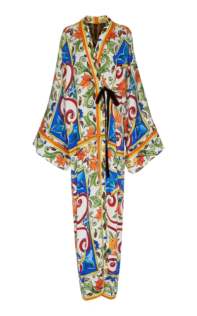 Shop Dolce & Gabbana Winter Escape Wrap Caftan In Multi