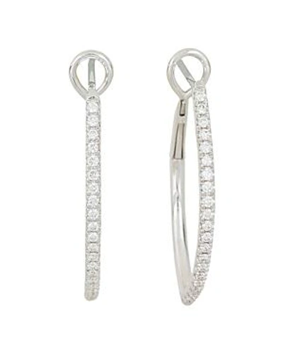 Shop Frederic Sage 18k White Gold Marquise Pave Diamond Hoop Earrings
