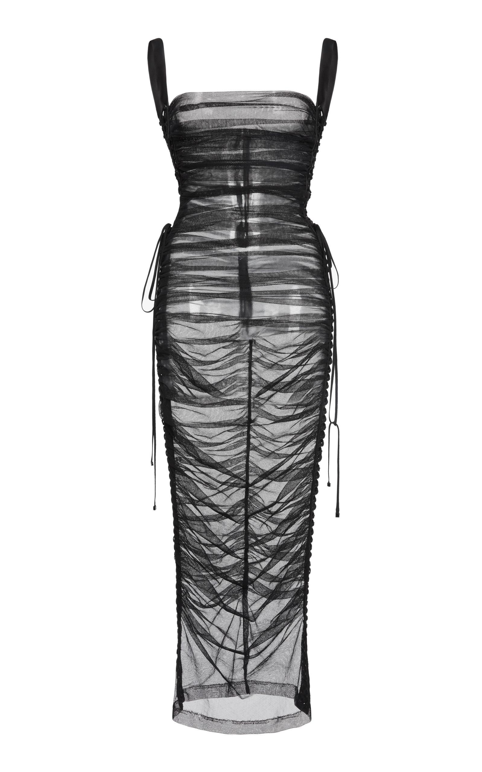 Dolce & Gabbana Ruched Midi Dress In Black | ModeSens