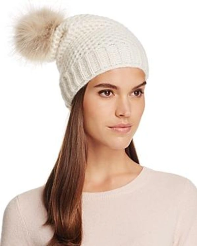 Shop Inverni Fur Pom-pom Slouchy Beanie - 100% Exclusive In Ivory