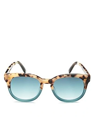 Shop Toms Dodoma Round Sunglasses, 51mm In Cream Tortoise Teal Fade/turquoise Gradient