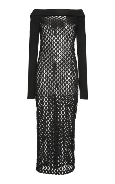 Shop Dolce & Gabbana Off The Shoulder Knit Dress In Black