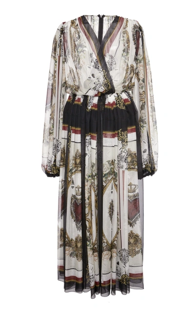 Shop Dolce & Gabbana Printed Long Sleeve Wrap Dress