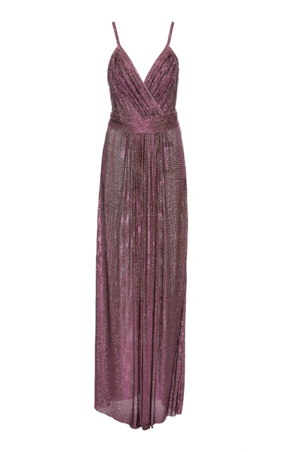 Shop Dolce & Gabbana Sequin Wrap Gown In Purple