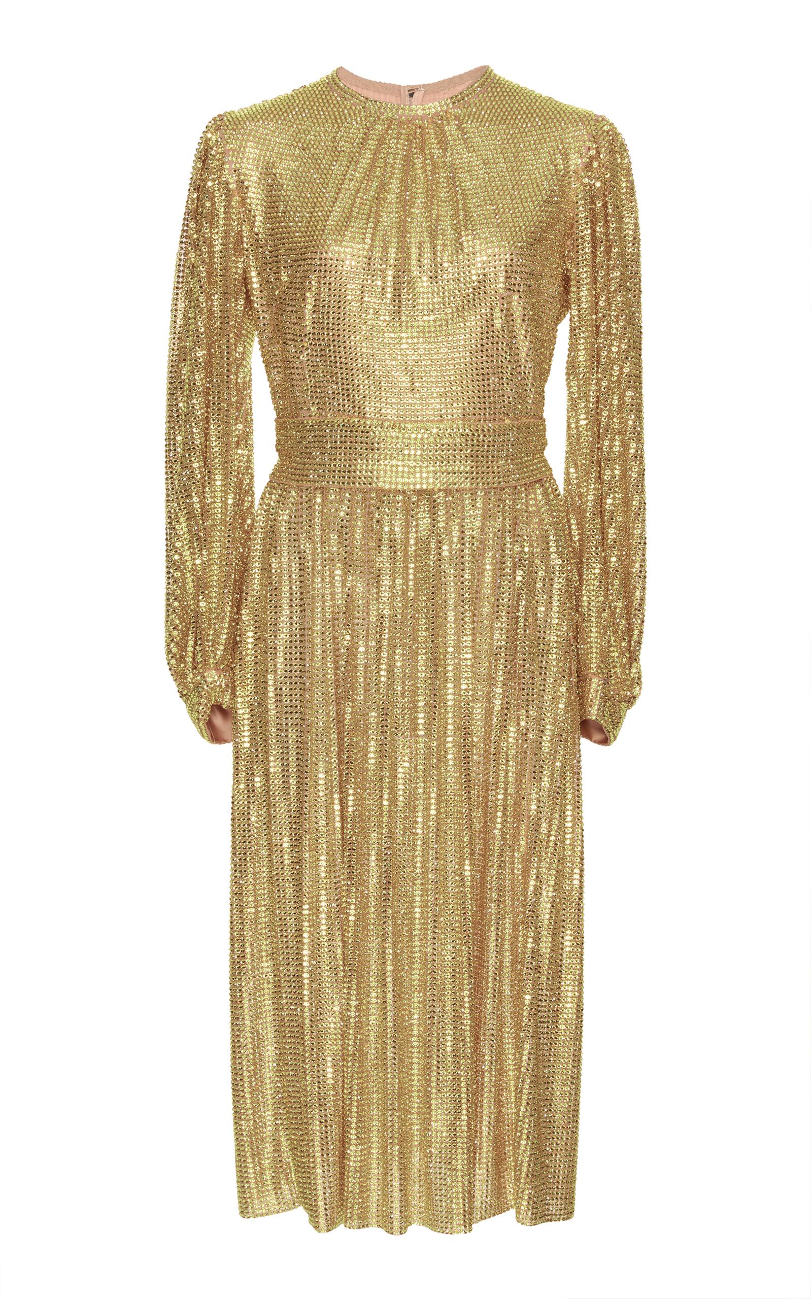 Dolce & Gabbana Long Sleeve Sequin Mini Dress In Gold | ModeSens