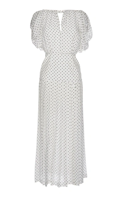 Shop Alessandra Rich Polka Dot Maxi Dress In White