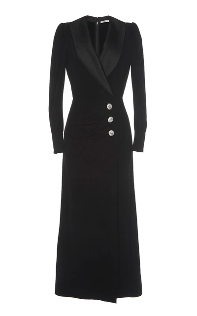 Shop Alessandra Rich Long Hollywood Sablé Dress In Black