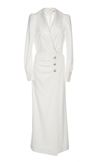 Shop Alessandra Rich Long Hollywood Crystal Dress In White