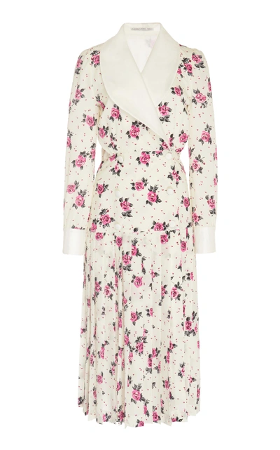 Shop Alessandra Rich Floral Pleated Dress