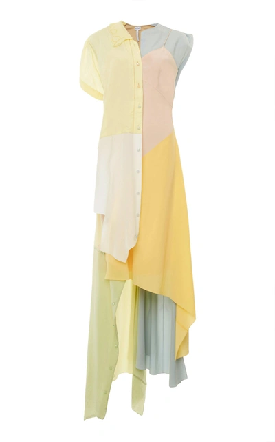 Shop Loewe Silk Patchwork Dress In Multi