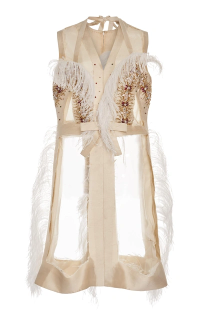 Shop Maison Margiela Cage Feather Dress In Multi