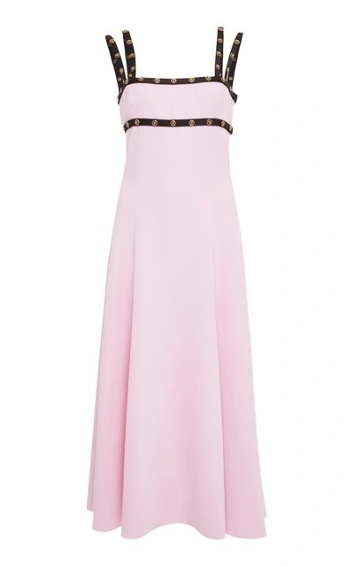 Shop Versace Stud Embellished Dress In Pink